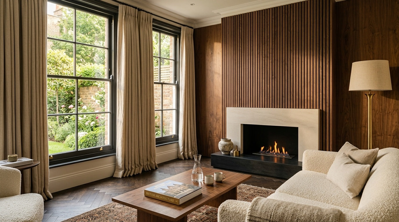Kensington XL Walnut Acoustic Wall Panel — 270 × 110 cm