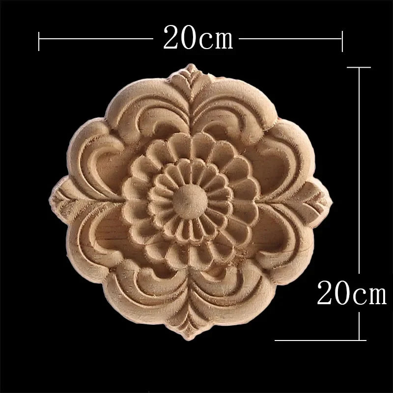 Wood Figurines Wood Frame Wood Applique Onlay Wood Decal Classical Exquisite Antique Floral Leaves Wooden Home Decoration Walls