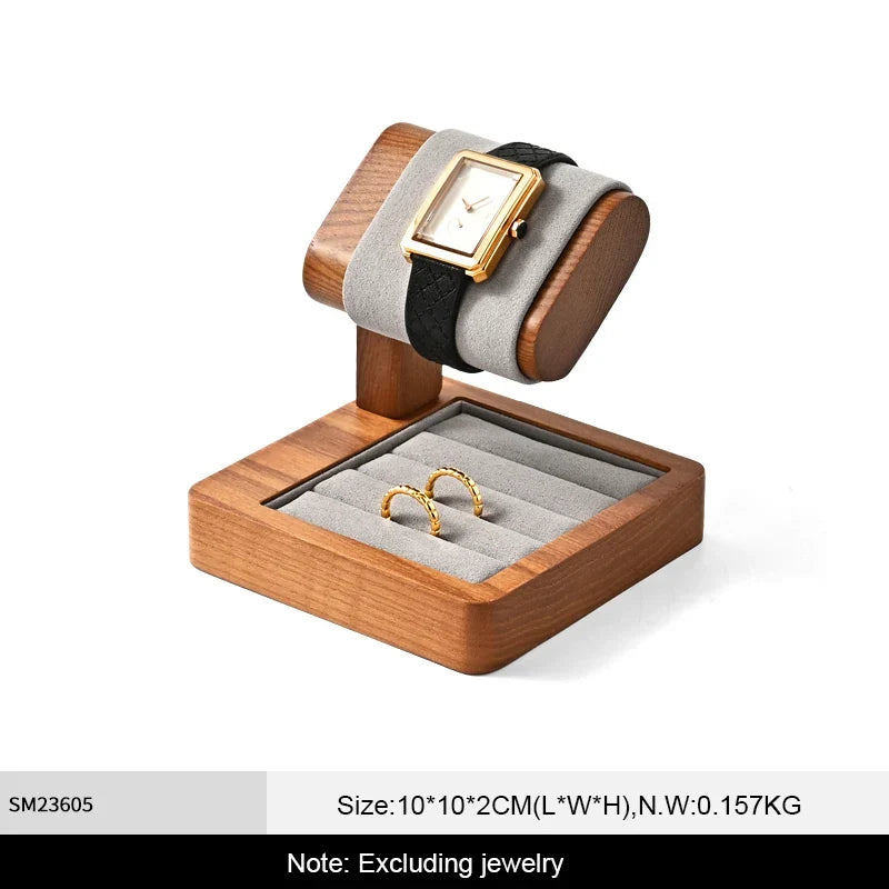 WoodTen Solid Wood Watches Display Stands Base Watch Necklace Bracelet Organizer Rack Bangle Scrunchie Headband Showcase Stands
