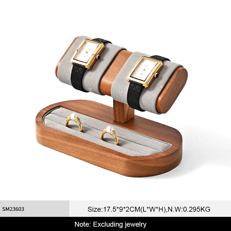 WoodTen Solid Wood Watches Display Stands Base Watch Necklace Bracelet Organizer Rack Bangle Scrunchie Headband Showcase Stands
